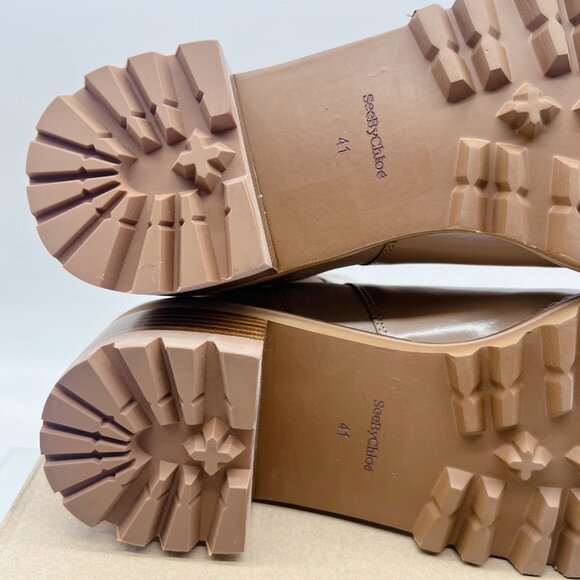 See by Chloe Mallory Chelsea Ankle Boots Dark Beige Leather 41 US 11 made SPAIN - Picture 11 of 12